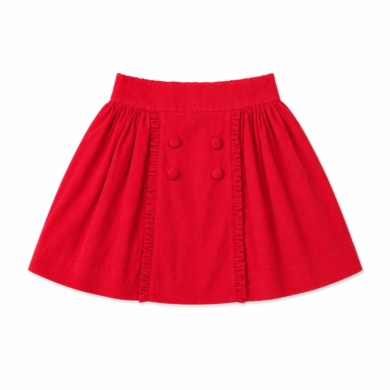 Marco & Lizzy Red Cord Button and Ruffle Skirt