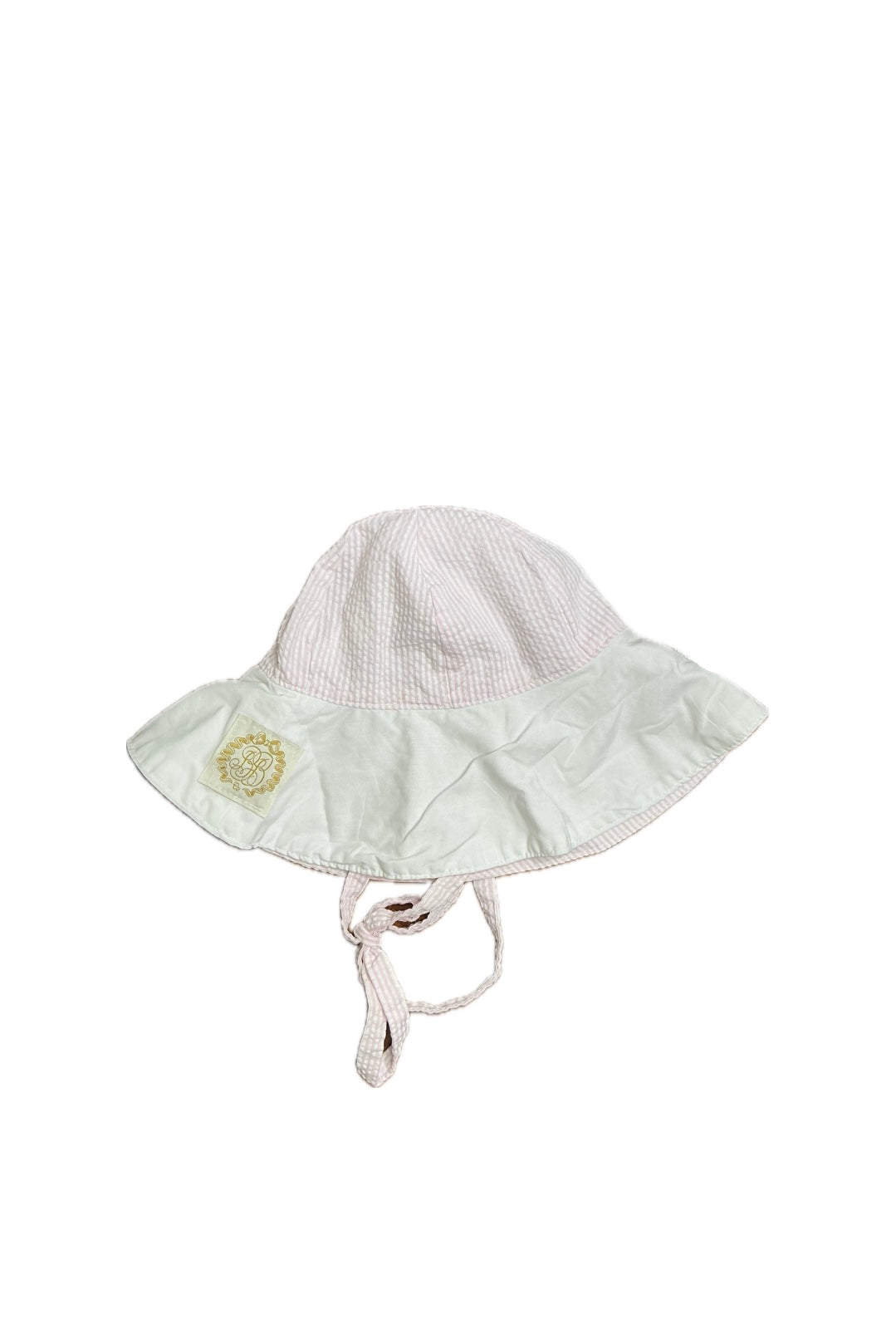 XS TBBC Seersucker Pink and White Sunhat