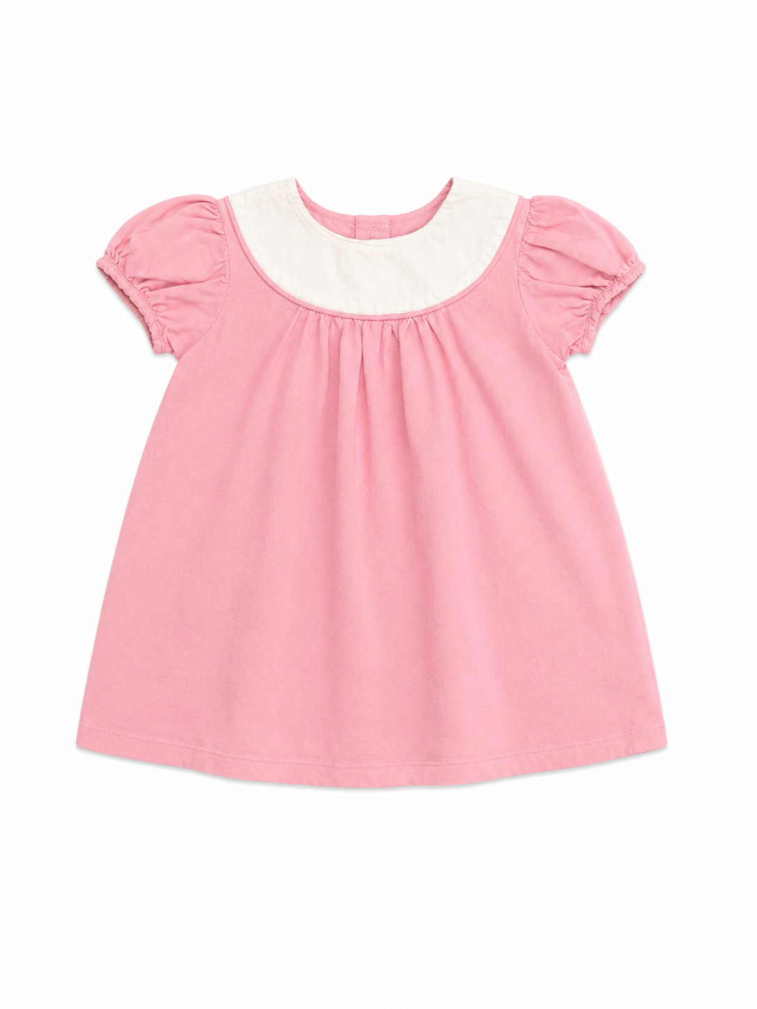 2T Lullaby Set Pink Cord Dress with White Collar and Puff Sleeves