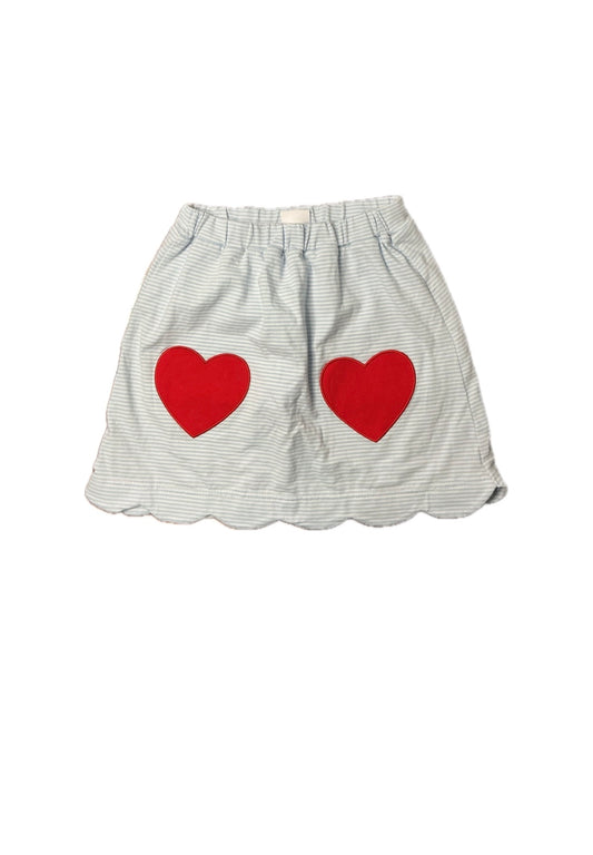 6Y PBJ Blue/ White Stripe Knit Skirt with Heart Pockets
