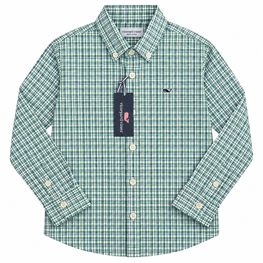 S(8-10) Vineyard Vines Button Down in Starboard Green