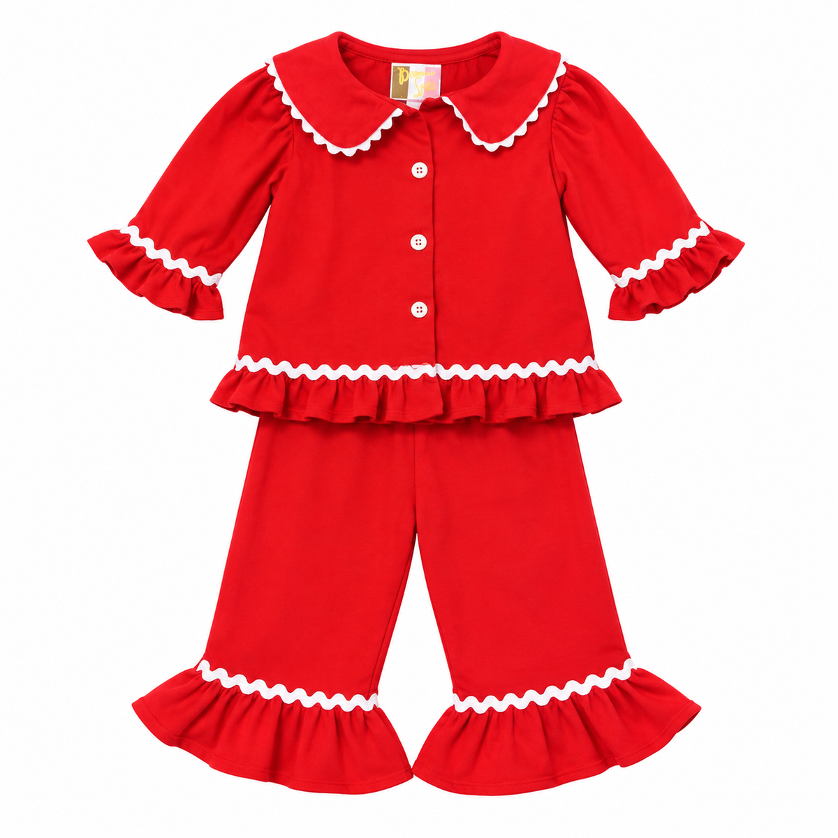 6M Banana Split Red Ric Rac Pajama Set
