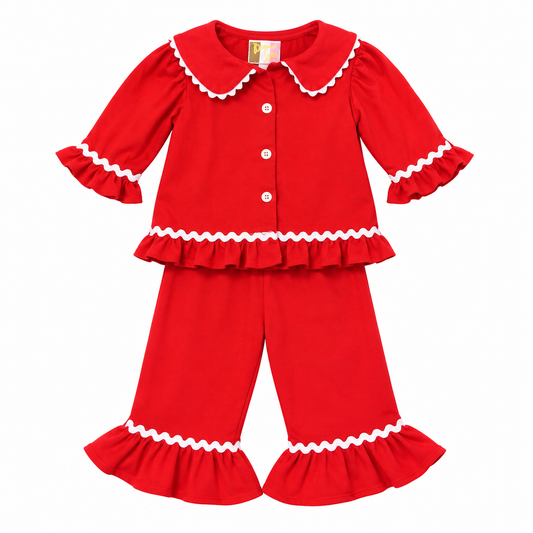 6M Banana Split Red Ric Rac Pajama Set