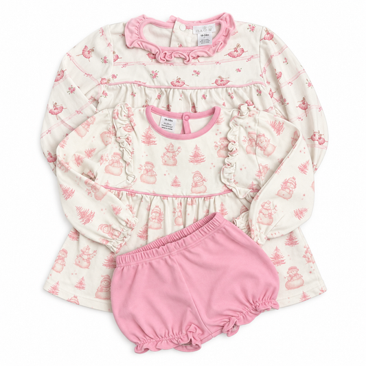 18-24M Baby Loren LS Ballerina/Snowman Top and Bloomer Bundle