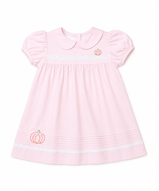7 Lullaby Set Pink Dress with Pumpkin embroidery
