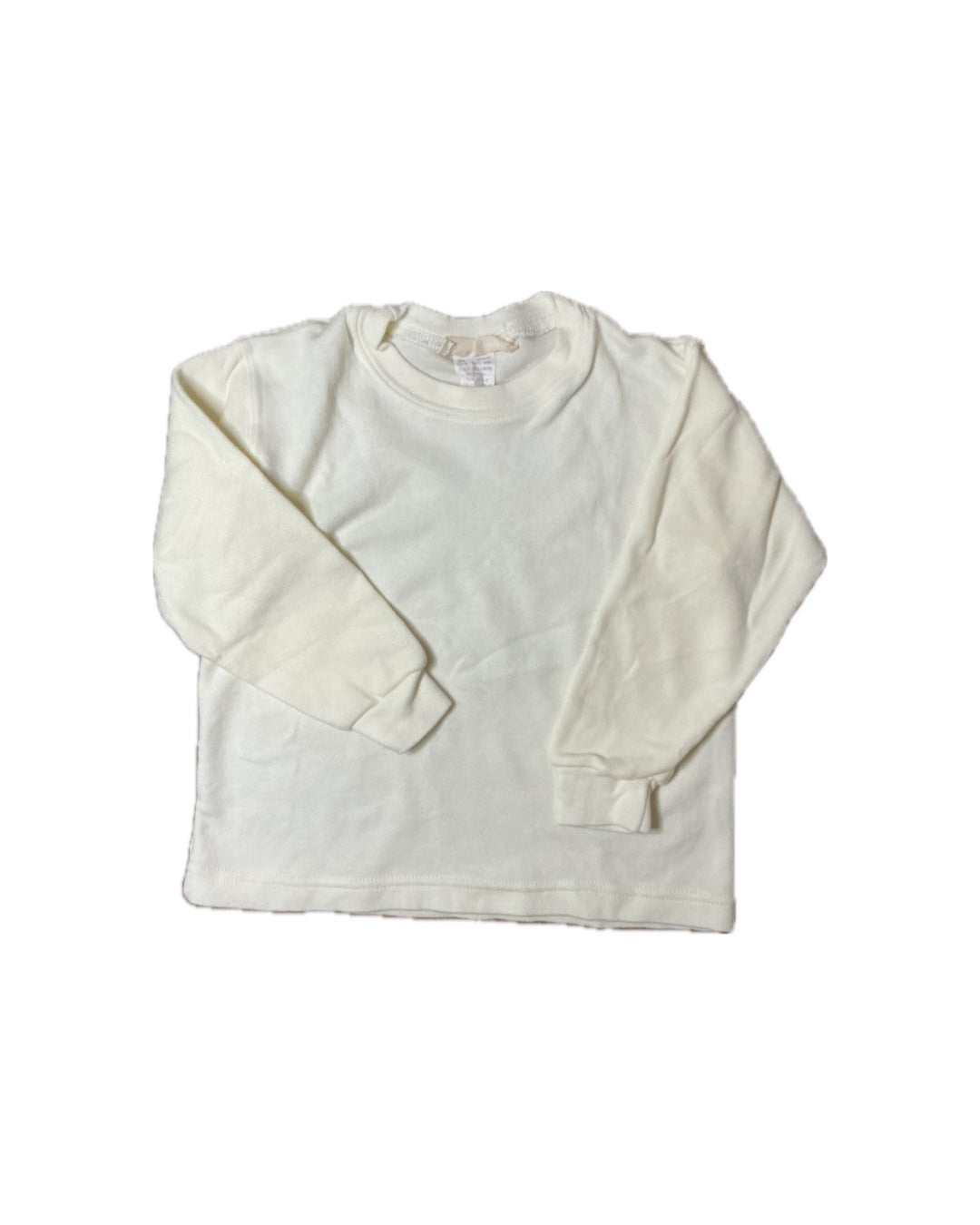 White long sleeve cotton children's shirt, classic style, laid flat on white background.