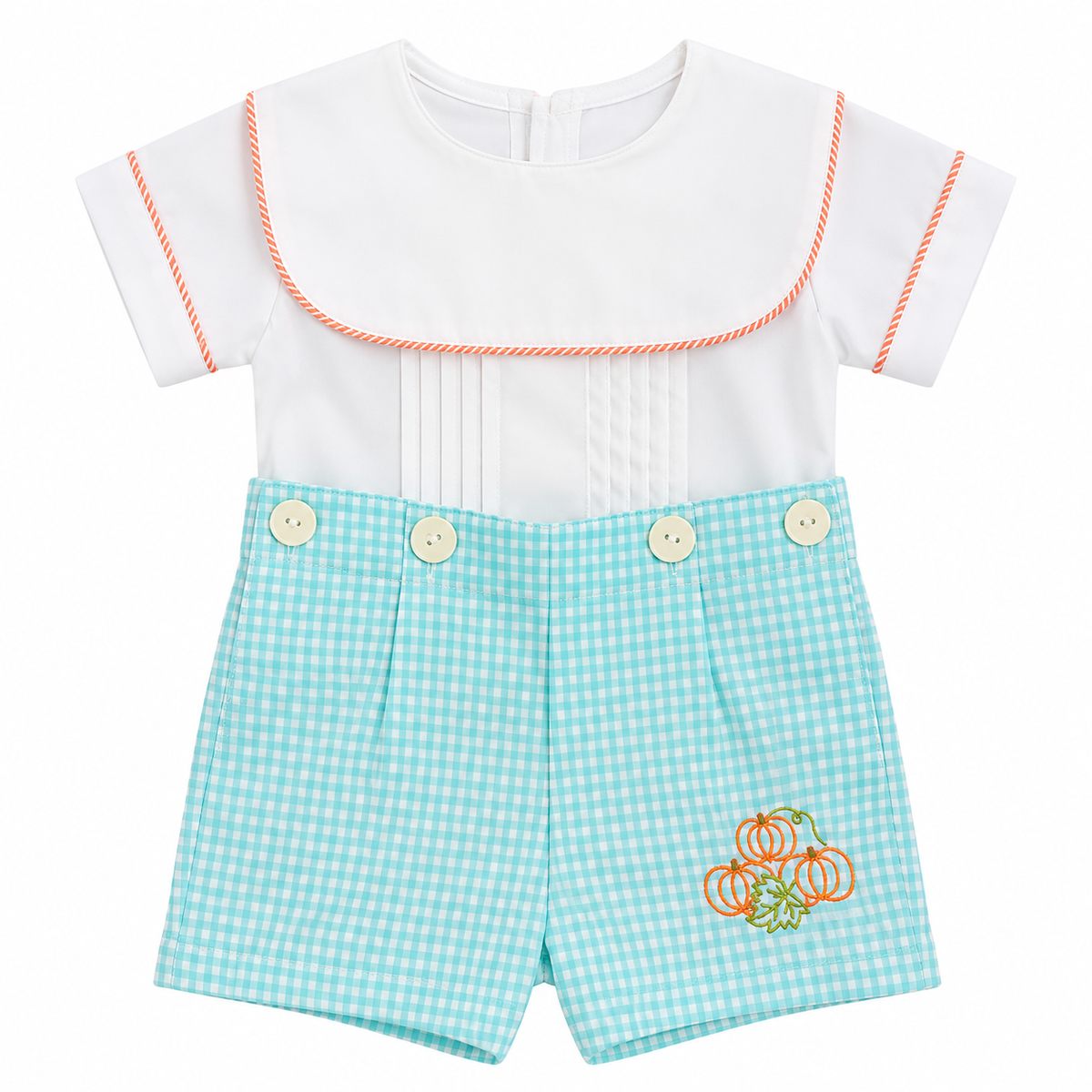 6M Sweet Dreams Pumpkin Button on Shortall
