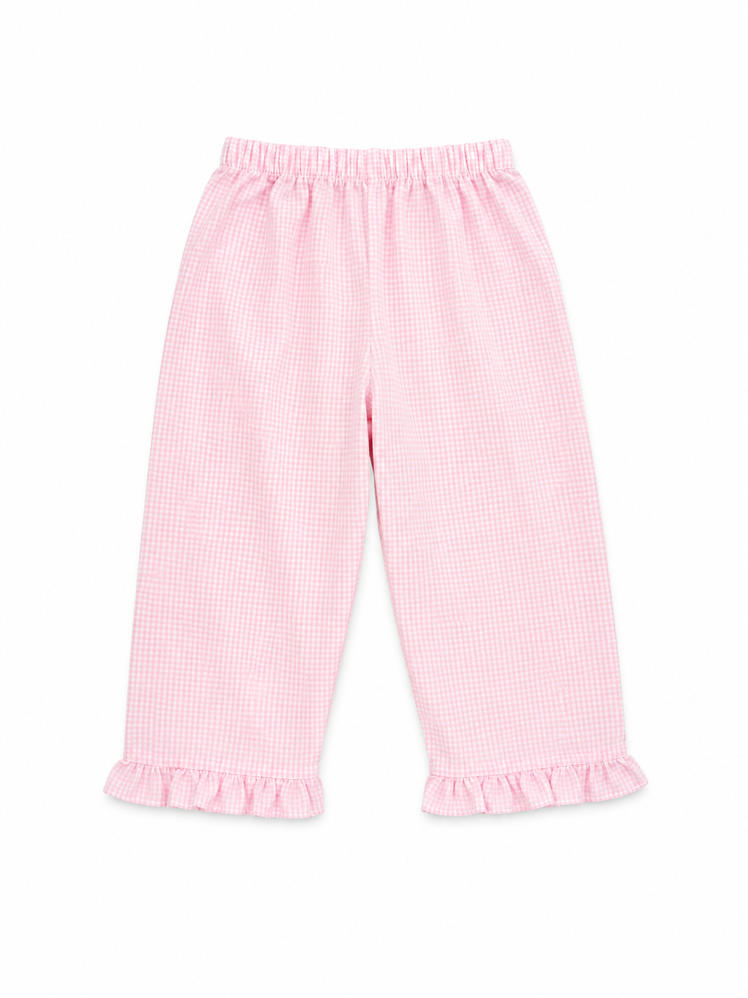 2T Lullaby Set Pink Microcheck Pants with a Ruffle Hem