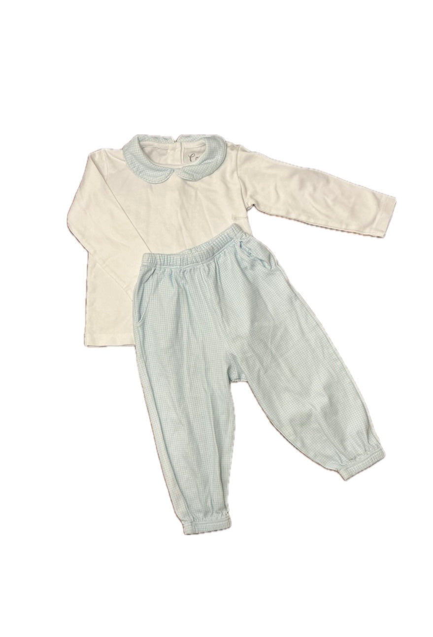 12M Carys Closet 100% Pima Cotton Light Blue/ White Microcheck