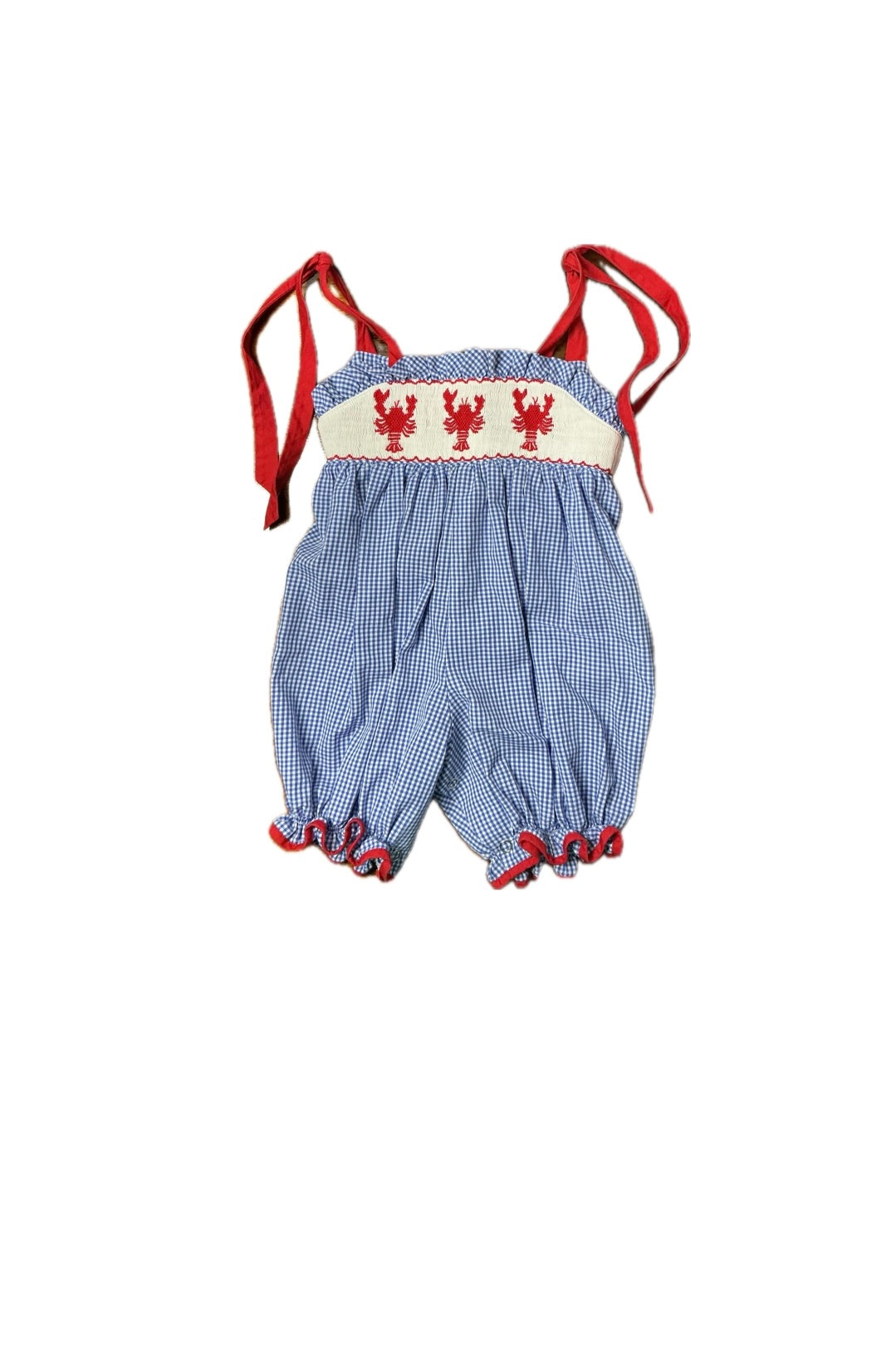 12M Mom and Me Smocked short Bubble with Tie Shoulders