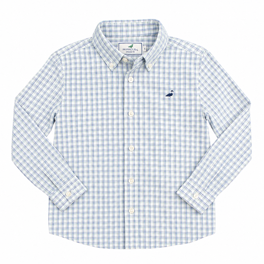 6 Properly Tied Blue/ Gray Button Down Shirt
