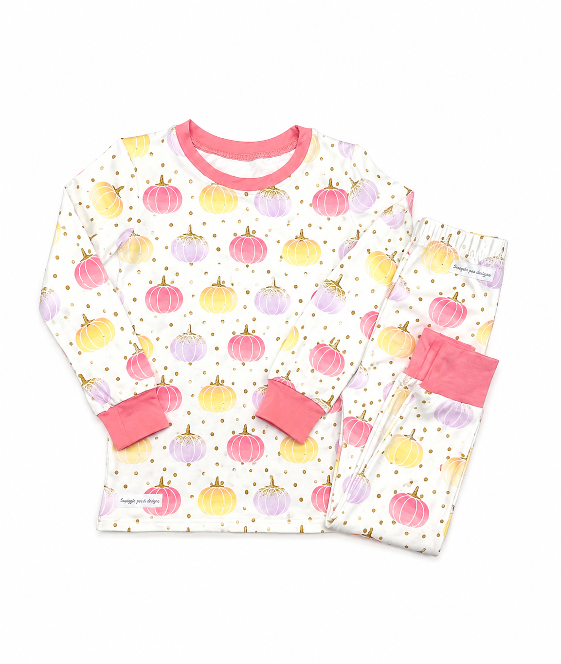 4T Smocked Polka Dots Pumpkin pajamas