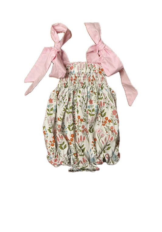 6M Babeeni Floral Smocked Tie shoulder Bubble