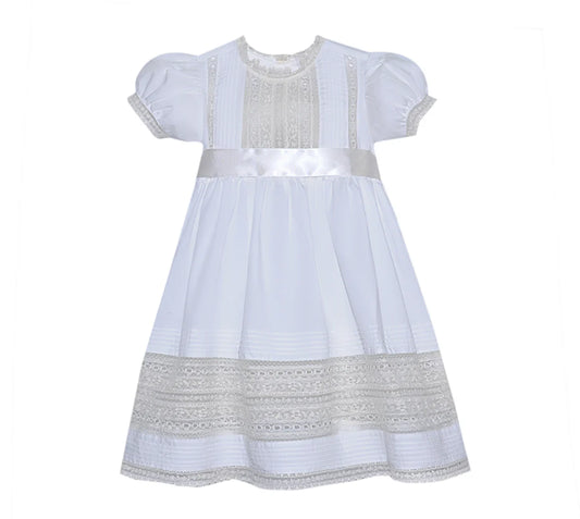 Phoenix & Ren White Rosary Dress with Ecru Lace