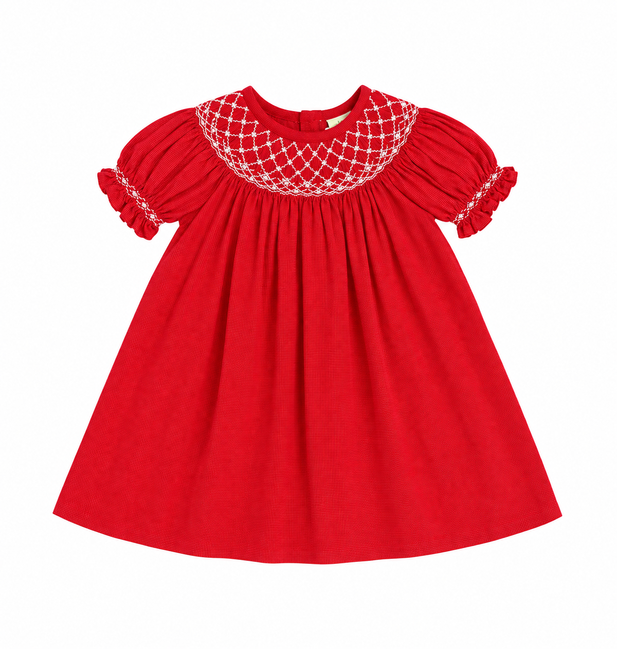 12M Red Cord and Ivory Smocked Dress