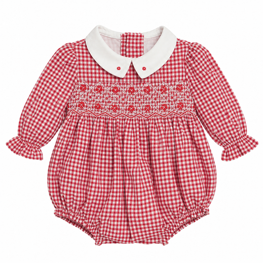 6M Antoinette Paris Red LS Smocked Bubble