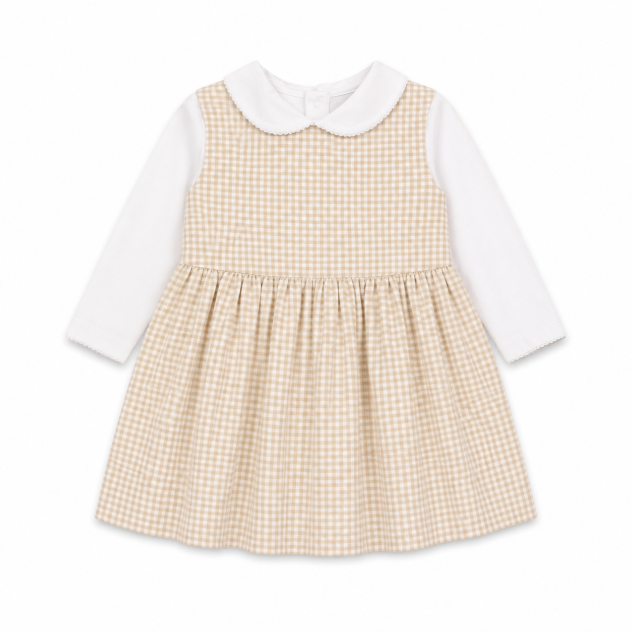 18M/24M Kissy Kissy and Southern Smocked Tan Microcheck Dress