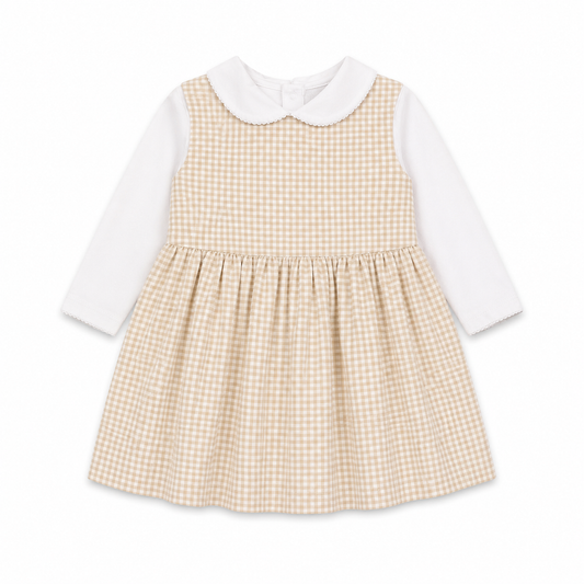 18M/24M Kissy Kissy and Southern Smocked Tan Microcheck Dress