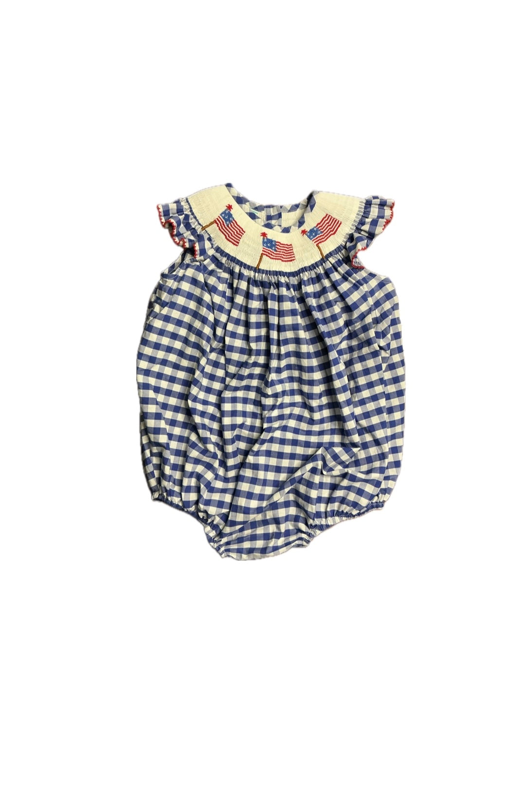 2 Southern Sunshine Gingham Flag Smocked Bubble