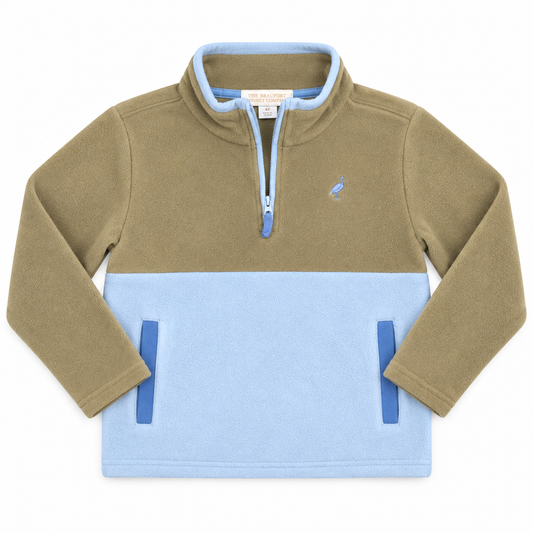 10 TBBC Hayward 1/2 Zip in Fleece - Grantley Gray and Barrington Blue
