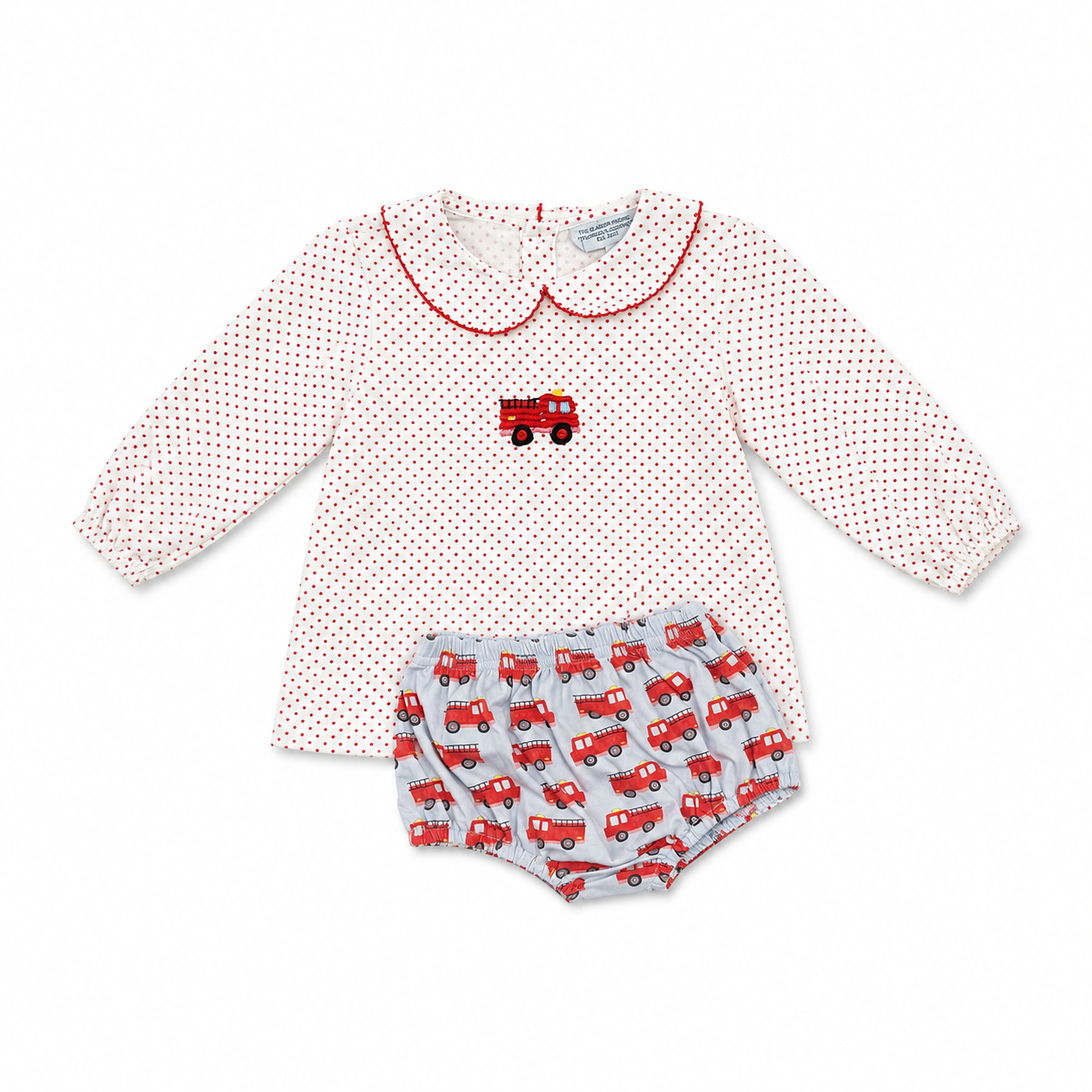 12M Seaside Proper Firetruck Diaper Set