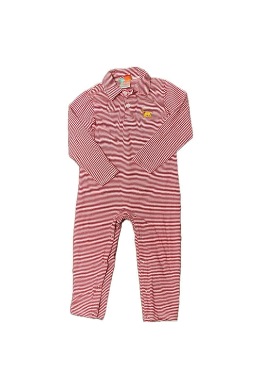 3 Jellybean Red/White Long Romper Puppy Logo