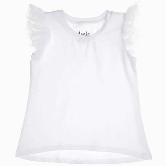 Azarhia Tulle Ruffle Tee in White
