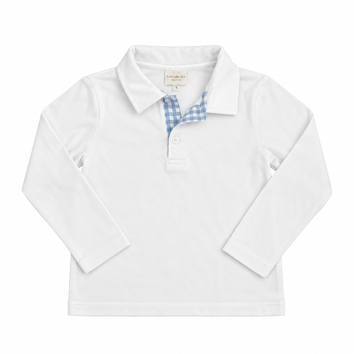 6 Lullaby Set White Polo with Gingham accent
