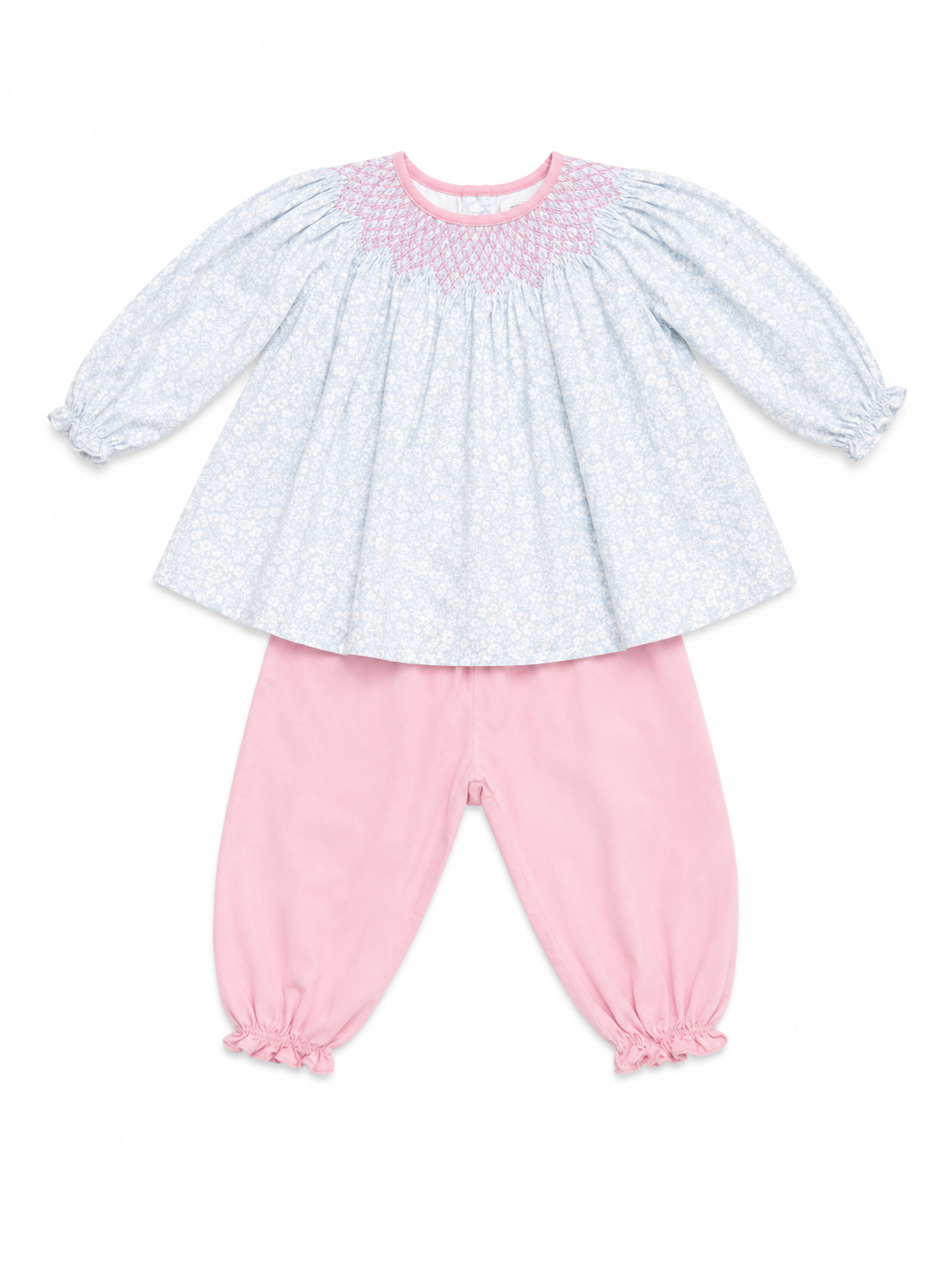 18/24M Lullaby Set Smocked LS Cord Top and Pink Cord Bubble