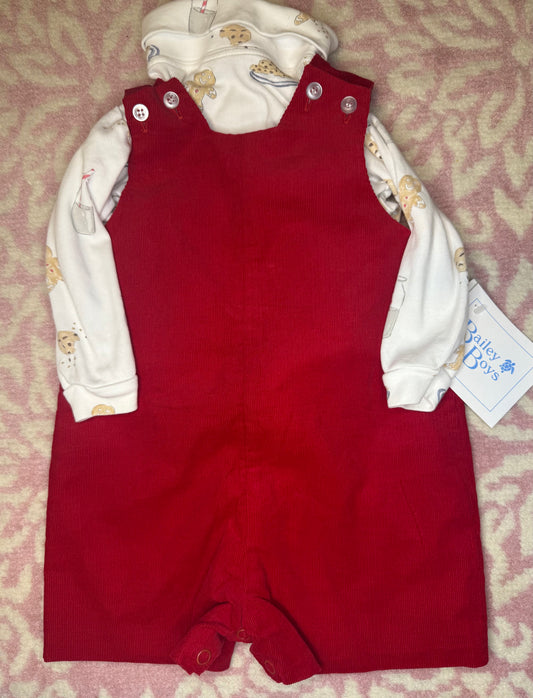 9/12M Bailey Boys Red Cord Jon Jon + Bella Bliss Turtleneck Gingerbread Milk & Cookies Bundle