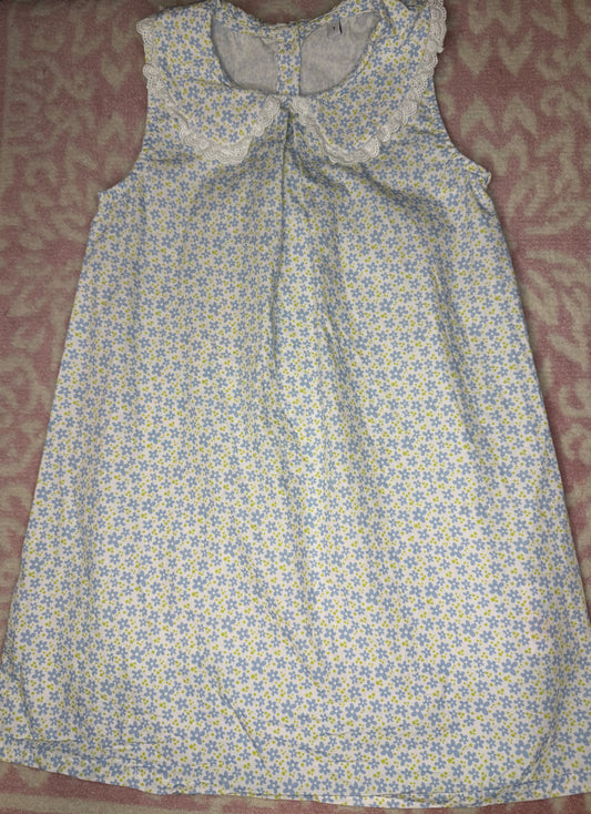 Sz 7 Little Louanne Blue Floral Sleeveless Dress