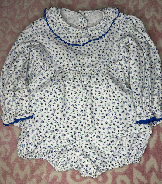 12/18M Peggy Green Blue Floral LS Bloomer Set
