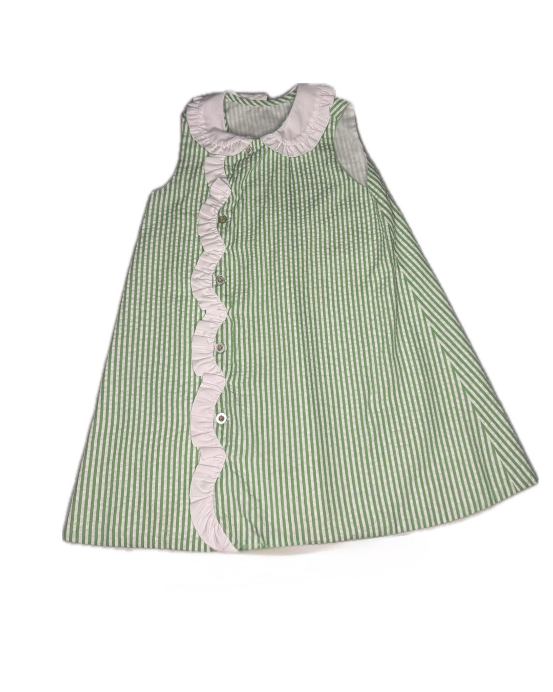 4T Remember Nguyen Green Seersucker Tulip Button Dress