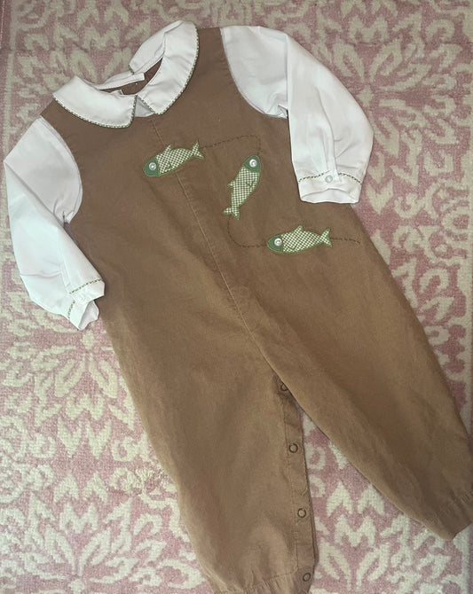 Sz 18M Petit Ami Fish Appliqué Longall with Collared LS