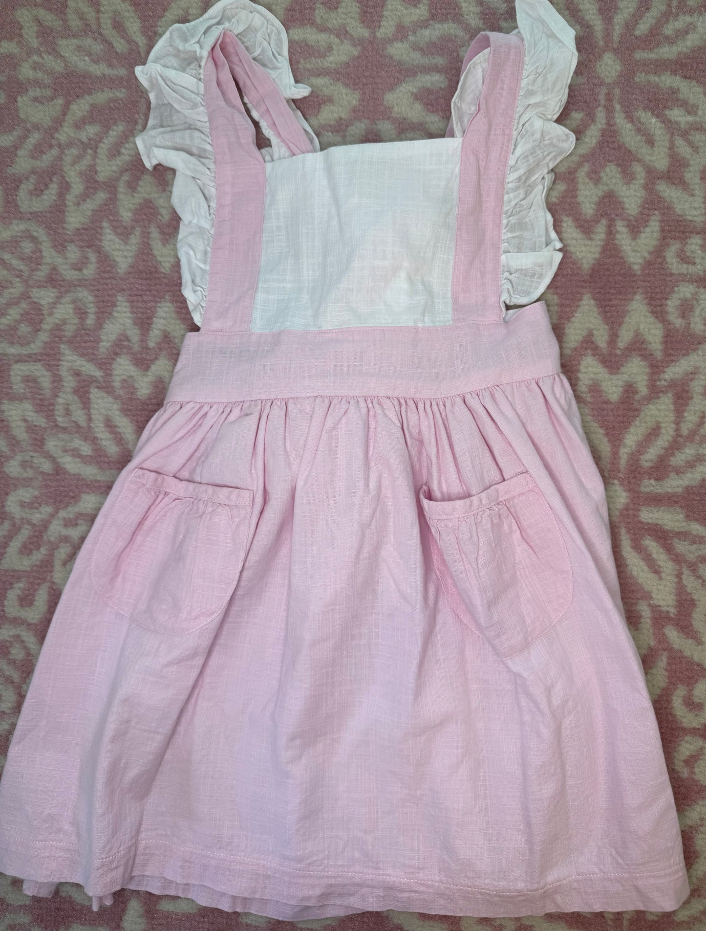 5T Two Girl & A Boy Pink Linen Apron Dress