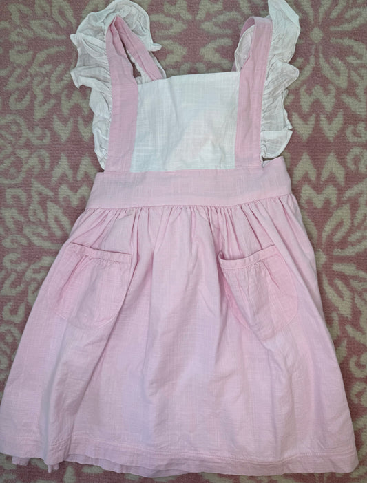 5T Two Girl & A Boy Pink Linen Apron Dress