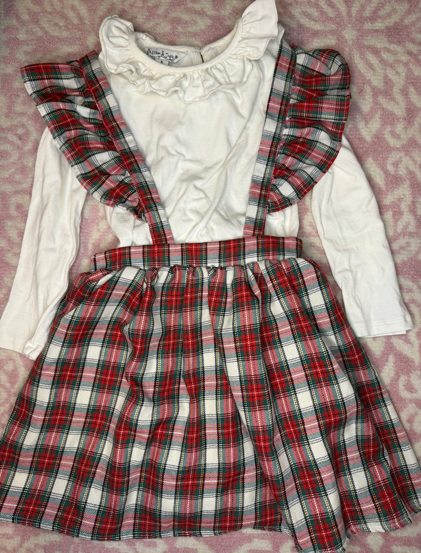 Sz 5 Pippa & Julie Ruffle Tartan Jumper Set