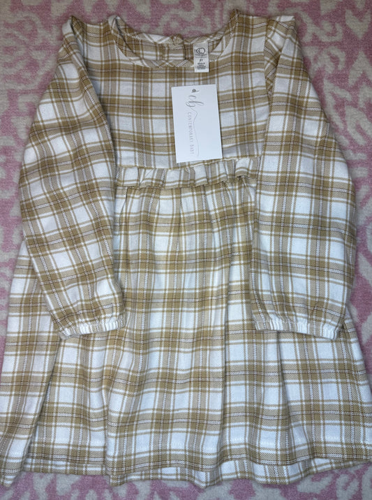 4T Colored Organics Flannel Fall Dress