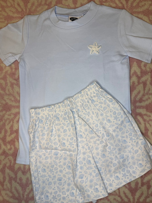 Sz 5/6 PBJ Starfish Under The Sea Short Set