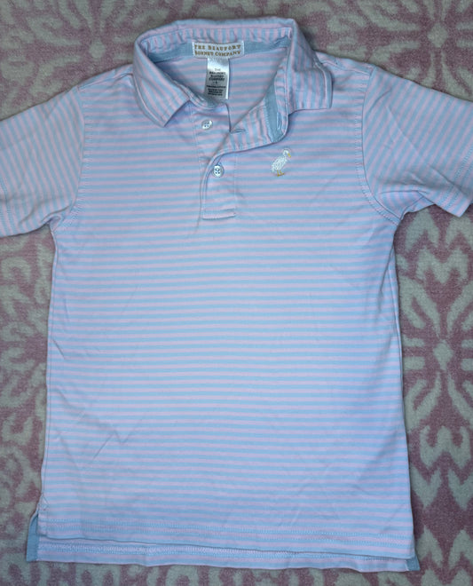 Sz 5 TBBC Prim & Proper Polo Beale Street Blue & Palm Beach Pink Striped