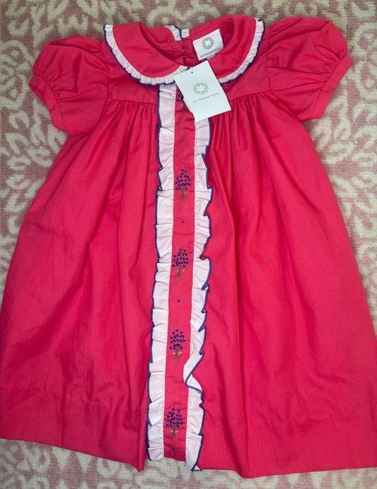 3T The Proper Peony Ruthie Front Ruffle Dress in Fuchsia