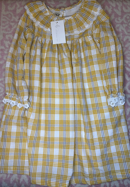 Sz 6 The Oaks Mustard Plaid Dress
