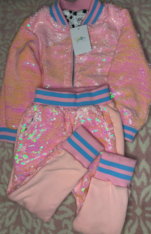 2T Lola and The Boys Pretty In Pink Unicorn Sequin Set