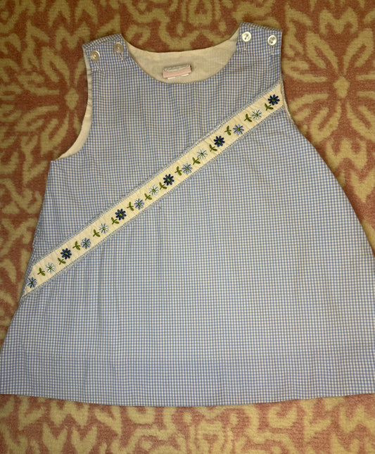 18M Lullaby Set Floral Ribbon Petite Gingham Blue Jumper