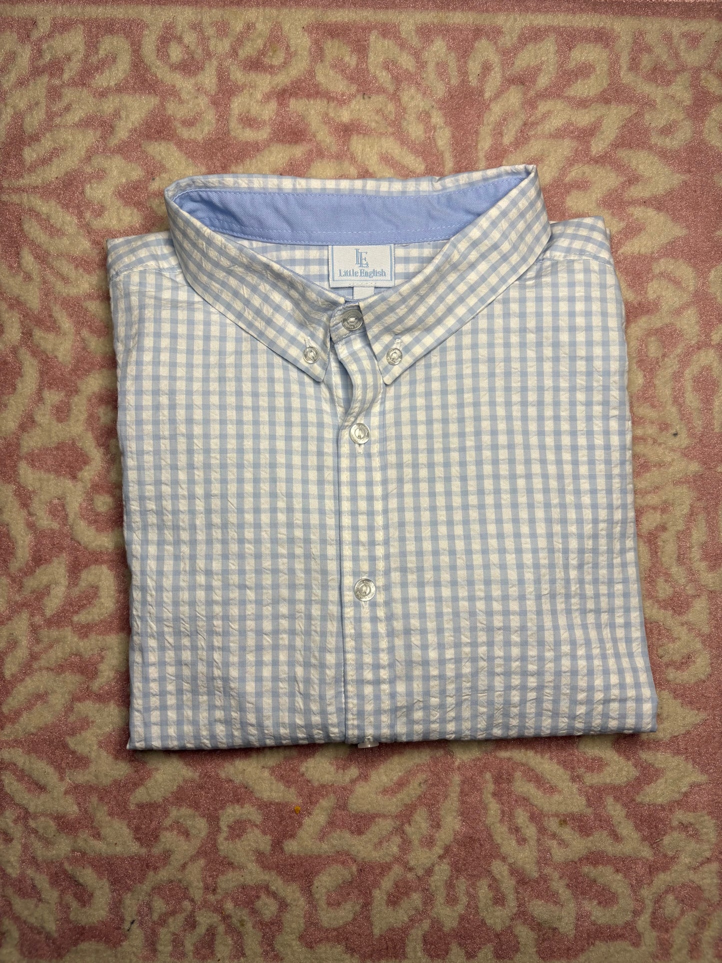 10 Little English Light Blue and White LS Dress Shirt