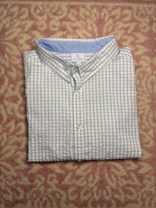 10 Little English Light Blue and White LS Dress Shirt