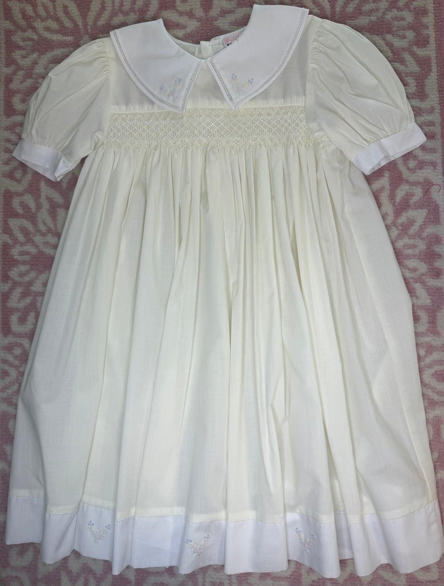 4T Petit Ami Yellow Floral Stitched Smocked Dress