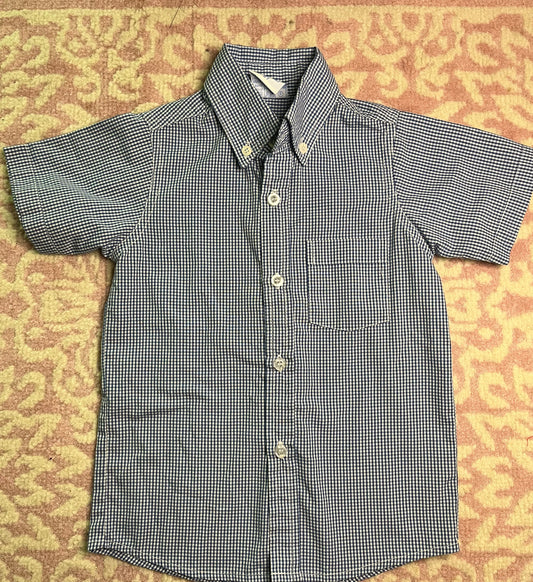 2T Remember Nguyen Blue Microcheck SS Button down