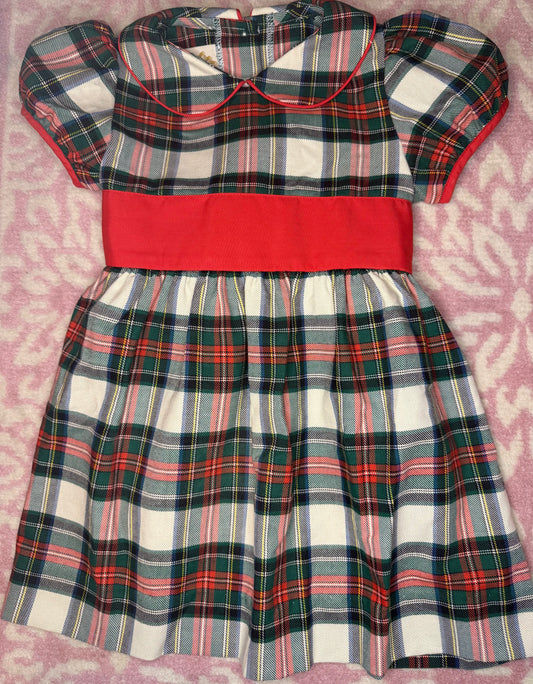 3T TBBC Cindy Lou Sash Dress Aiken Place Plaid with Richmond Red