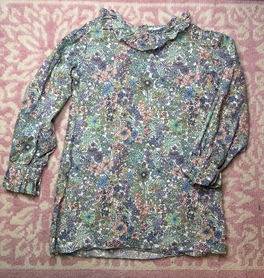 5 Grace and James Floral Blouse with Ruffle Collar and Sleeve